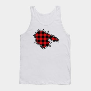 Hornby Island Silhouette in Plaid - Red and Black Pattern - Hornby Island Tank Top